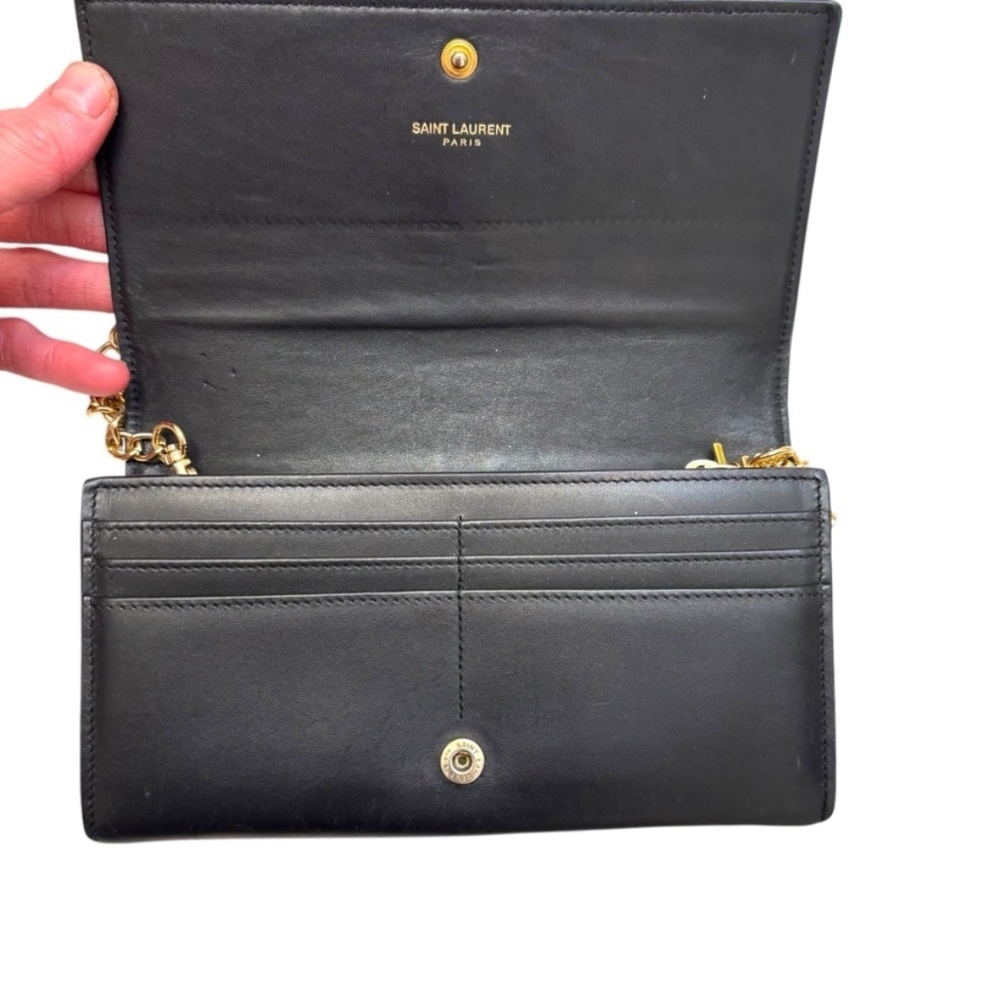Saint Laurent YSL gold logo clutch bag wallet custom WOC - Picture 11 of 16